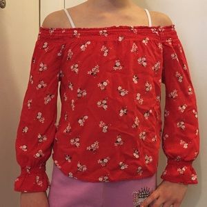 H&M red off the shoulder girls shirt (11- 12 yrs)